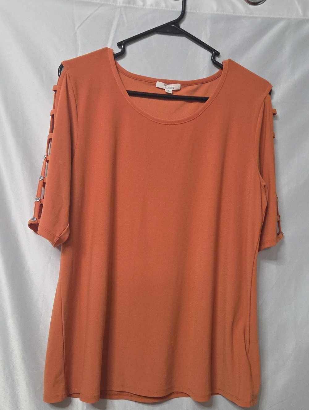 89th & Madison Orange Short Sleeve Ladder-Sleeve Top Xlarge Size